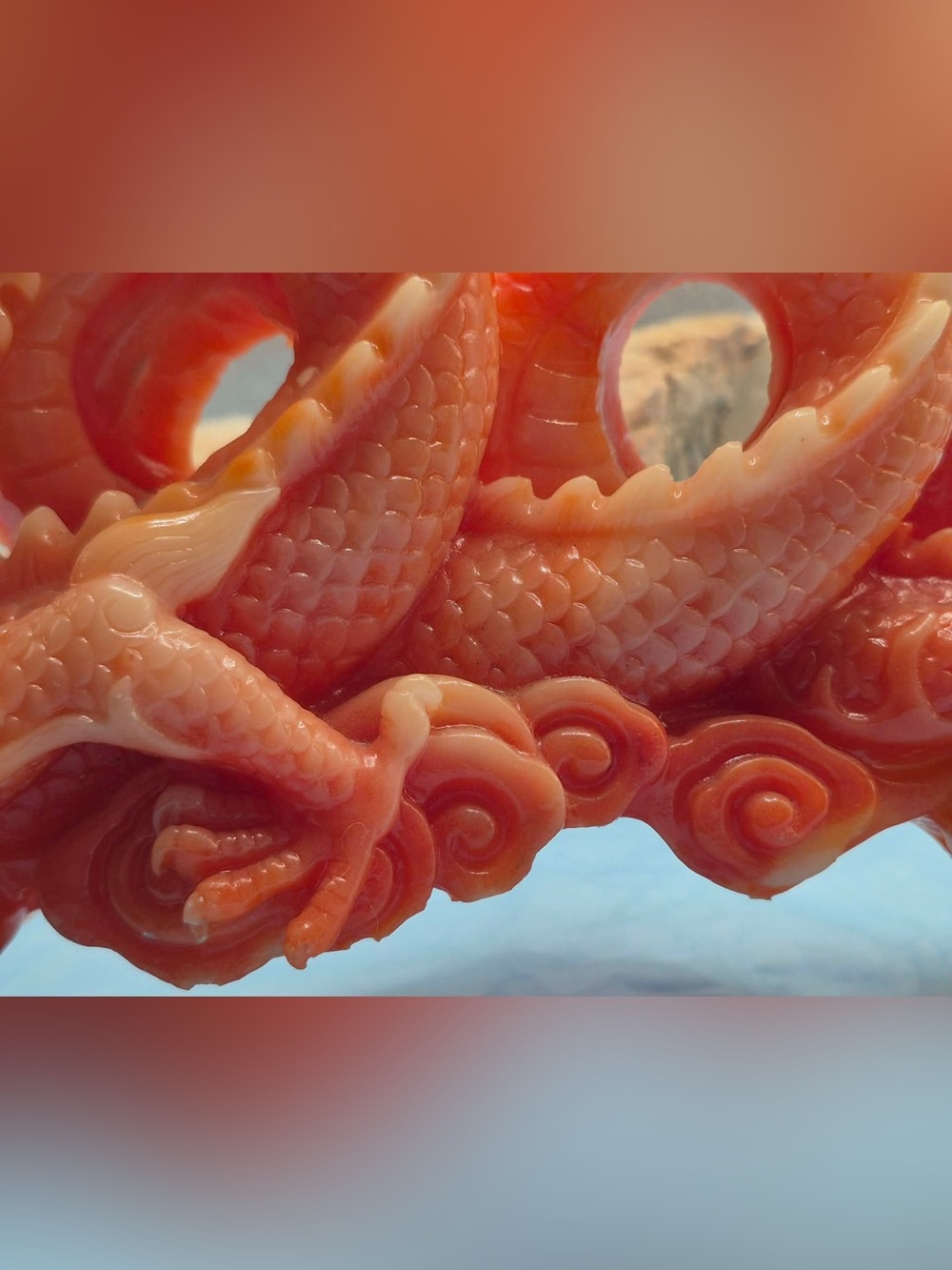 Vintage Chinese Dragon Statue - Orange Red Sculpture Lucite Feng Shui Decor - Picture 17 of 17
